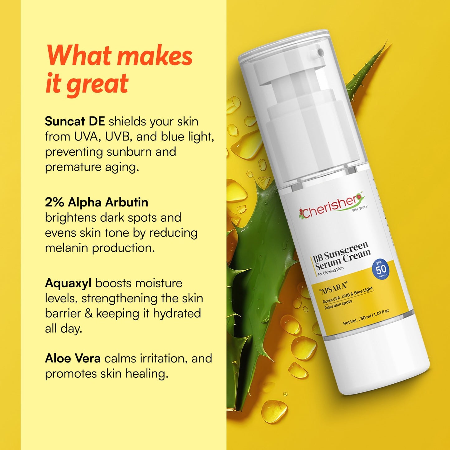 Cherisher "Apsara" BB Sunscreen Serum Cream - Protect & Glow